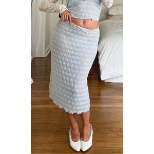 Highrack Studios Zelda Mesh Skirt - White Floral Mesh Semi Sheer Midi Skirt sz M